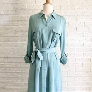 NWOT Soft Surroundings Aqua Maxi shirt Dress New Boho